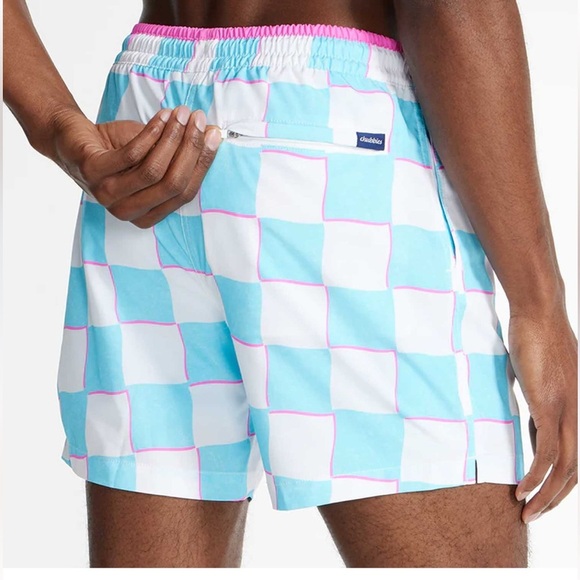 Chubbies "The Pawns" Swim Trunks Blue White Checkerboard size small - Picture 2 of 8